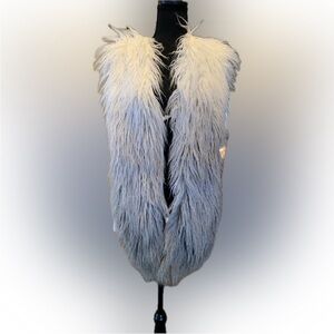 New York & Company Cream Faux Fur Knit Vest